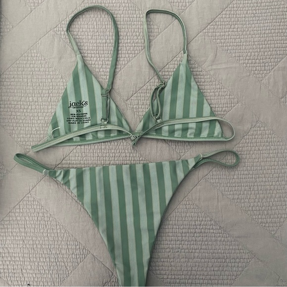Green and white striped swimsuit - Picture 2 of 2